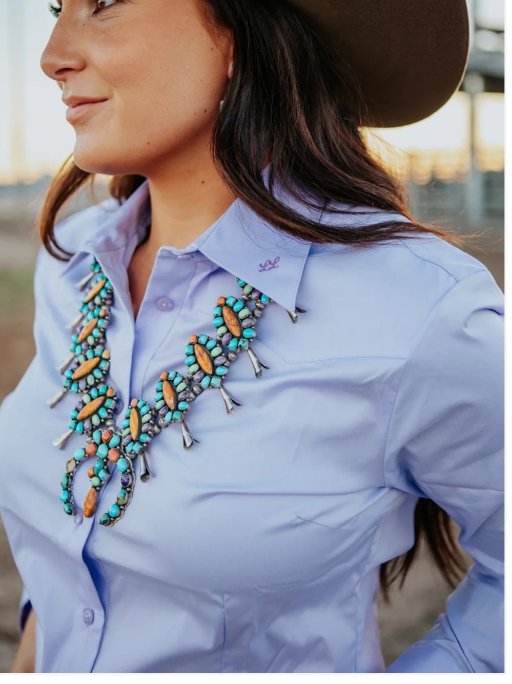 New Little Lass Purple Sage Lavender Signature Button-Down Shirt Western Cowgirl